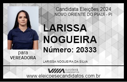 Candidato LARISSA NOGUEIRA 2024 - NOVO ORIENTE DO PIAUÍ - Eleições