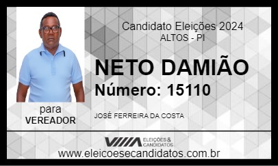 Candidato NETO DAMIÃO 2024 - ALTOS - Eleições