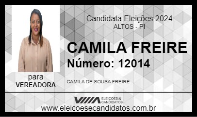 Candidato CAMILA FREIRE 2024 - ALTOS - Eleições