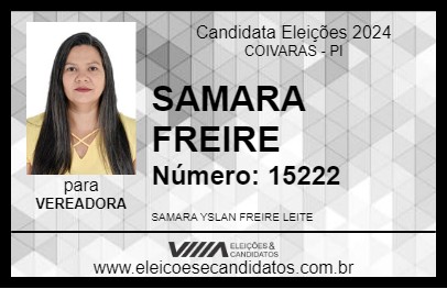 Candidato SAMARA FREIRE 2024 - COIVARAS - Eleições