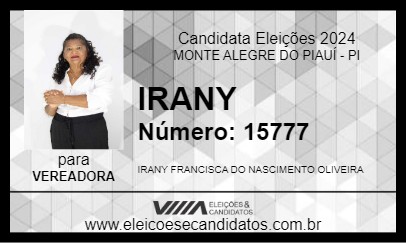 Candidato IRANY 2024 - MONTE ALEGRE DO PIAUÍ - Eleições