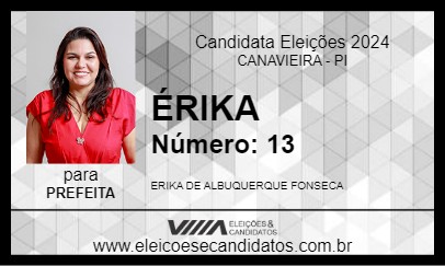 Candidato ÉRIKA 2024 - CANAVIEIRA - Eleições