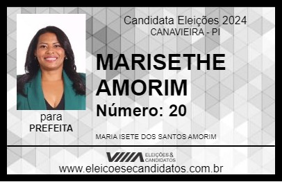 Candidato MARISETHE AMORIM 2024 - CANAVIEIRA - Eleições