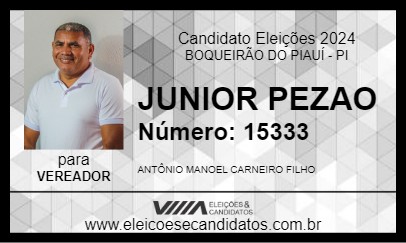 Candidato JUNIOR PEZAO 2024 - BOQUEIRÃO DO PIAUÍ - Eleições