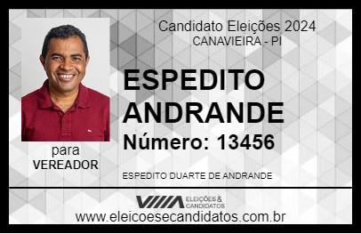 Candidato ESPEDITO ANDRANDE 2024 - CANAVIEIRA - Eleições