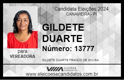 Candidato GILDETE DUARTE 2024 - CANAVIEIRA - Eleições