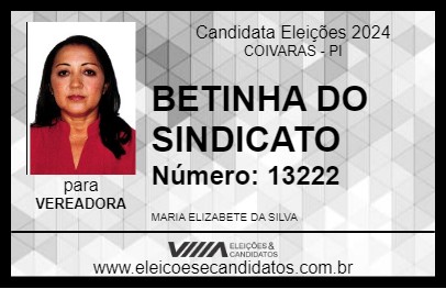 Candidato BETINHA DO SINDICATO 2024 - COIVARAS - Eleições