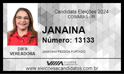 Candidato JANAINNA 2024 - COIVARAS - Eleições