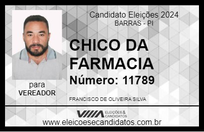 Candidato CHICO DA FARMACIA 2024 - BARRAS - Eleições