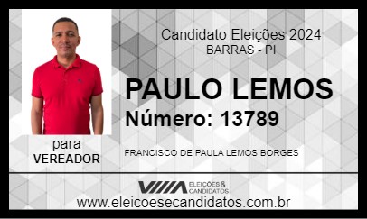 Candidato PAULO LEMOS 2024 - BARRAS - Eleições