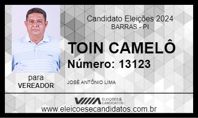 Candidato TOIN CAMELÔ 2024 - BARRAS - Eleições