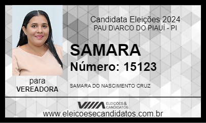 Candidato SAMARA 2024 - PAU D\ARCO DO PIAUÍ - Eleições