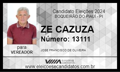 Candidato ZE CAZUZA 2024 - BOQUEIRÃO DO PIAUÍ - Eleições