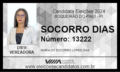 Candidato SOCORRO DIAS 2024 - BOQUEIRÃO DO PIAUÍ - Eleições