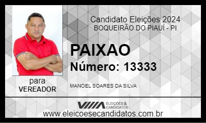 Candidato PAIXAO 2024 - BOQUEIRÃO DO PIAUÍ - Eleições