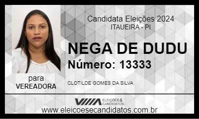 Candidato NEGA DE DUDU 2024 - ITAUEIRA - Eleições