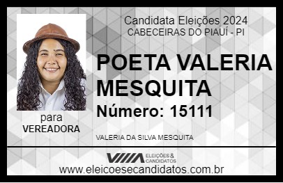 Candidato POETA VALERIA MESQUITA 2024 - CABECEIRAS DO PIAUÍ - Eleições