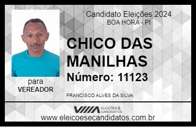 Candidato CHICO DAS MANILHAS 2024 - BOA HORA - Eleições