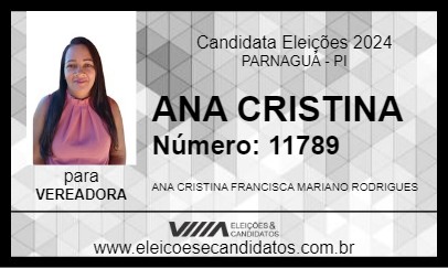 Candidato ANA CRISTINA 2024 - PARNAGUÁ - Eleições