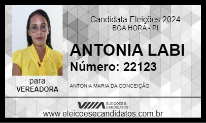 Candidato ANTONIA LABI 2024 - BOA HORA - Eleições