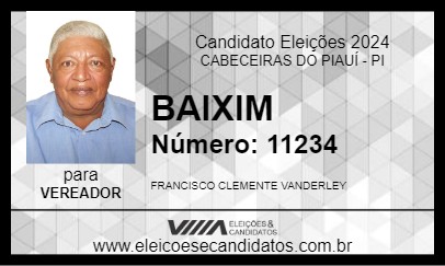 Candidato BAIXIM 2024 - CABECEIRAS DO PIAUÍ - Eleições