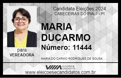 Candidato MARIA DUCARMO 2024 - CABECEIRAS DO PIAUÍ - Eleições