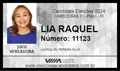 Candidato LIA RAQUEL 2024 - CABECEIRAS DO PIAUÍ - Eleições