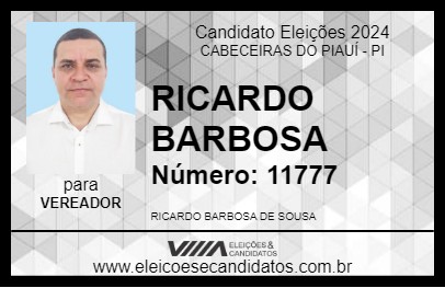 Candidato RICARDO BARBOSA 2024 - CABECEIRAS DO PIAUÍ - Eleições