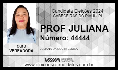 Candidato PROF JULIANA 2024 - CABECEIRAS DO PIAUÍ - Eleições