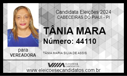 Candidato TÂNIA MARA 2024 - CABECEIRAS DO PIAUÍ - Eleições