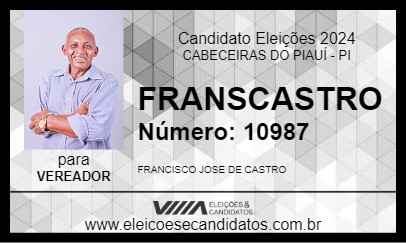 Candidato FRANSCASTRO 2024 - CABECEIRAS DO PIAUÍ - Eleições