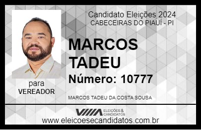 Candidato MARCOS TADEU 2024 - CABECEIRAS DO PIAUÍ - Eleições