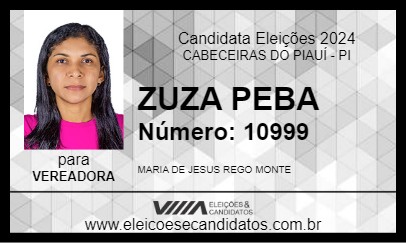 Candidato ZUZA PEBA 2024 - CABECEIRAS DO PIAUÍ - Eleições