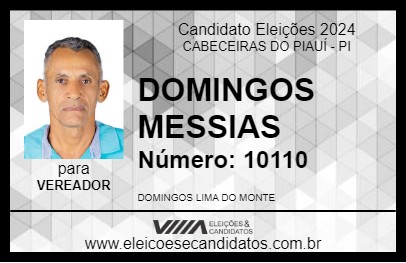 Candidato DOMINGOS MESSIAS 2024 - CABECEIRAS DO PIAUÍ - Eleições