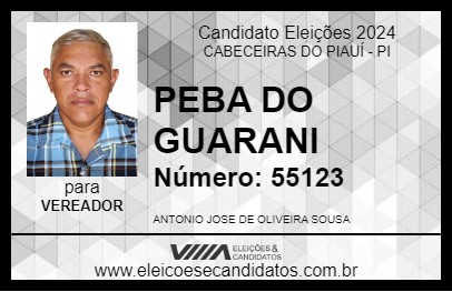 Candidato PEBA DO GUARANI 2024 - CABECEIRAS DO PIAUÍ - Eleições