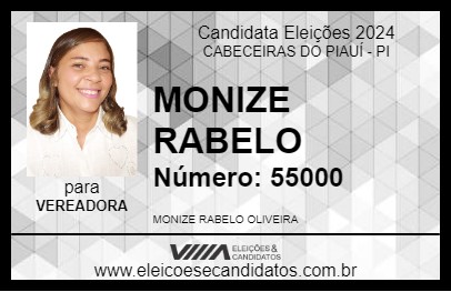 Candidato MONIZE RABELO 2024 - CABECEIRAS DO PIAUÍ - Eleições