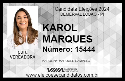 Candidato KAROL MARQUES 2024 - DEMERVAL LOBÃO - Eleições