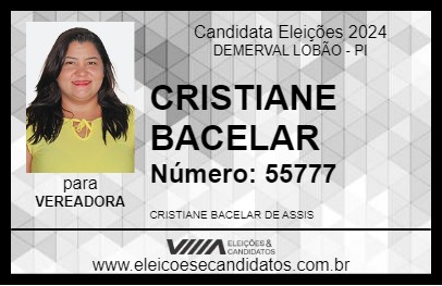 Candidato CRISTIANE BACELAR 2024 - DEMERVAL LOBÃO - Eleições