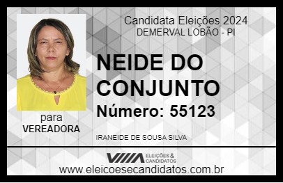 Candidato NEIDE DO CONJUNTO 2024 - DEMERVAL LOBÃO - Eleições