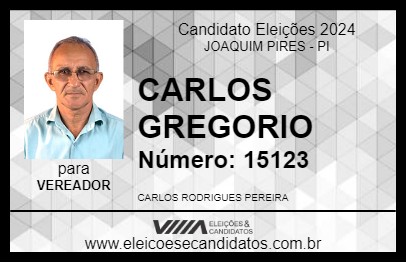 Candidato CARLOS GREGORIO 2024 - JOAQUIM PIRES - Eleições