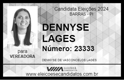 Candidato DENNYSE LAGES 2024 - BARRAS - Eleições