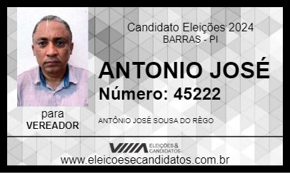 Candidato ANTONIO JOSÉ 2024 - BARRAS - Eleições