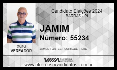 Candidato JAMIM 2024 - BARRAS - Eleições