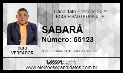 Candidato SABARÁ 2024 - BOQUEIRÃO DO PIAUÍ - Eleições