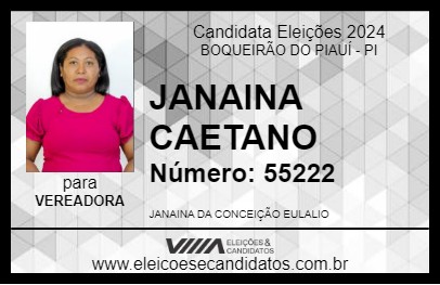 Candidato JANAINA CAETANO 2024 - BOQUEIRÃO DO PIAUÍ - Eleições