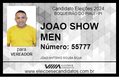 Candidato JOAO SHOW MEN 2024 - BOQUEIRÃO DO PIAUÍ - Eleições