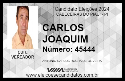 Candidato CARLOS JOAQUIM 2024 - CABECEIRAS DO PIAUÍ - Eleições