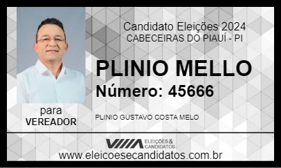 Candidato PLINIO MELLO 2024 - CABECEIRAS DO PIAUÍ - Eleições