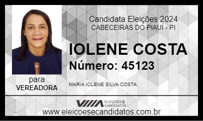 Candidato IOLENE COSTA 2024 - CABECEIRAS DO PIAUÍ - Eleições