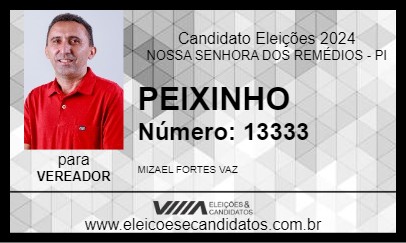 Candidato PEIXINHO 2024 - NOSSA SENHORA DOS REMÉDIOS - Eleições